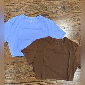 Skims Cropped Tee Set - Blue & Brown size small
